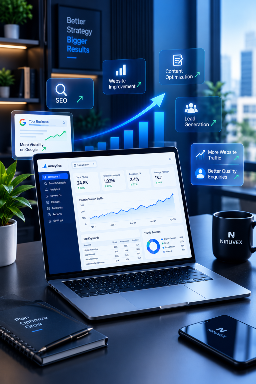 Digital marketing case study showing SEO, website traffic and online business growth